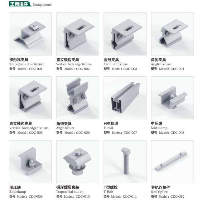 Photovoltaic Bracket System for Color Steel Tile Rooftop
